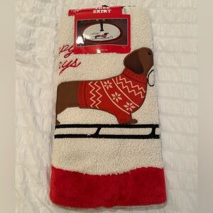 Dachshund Christmas Tree Skirt Dog in Red Sweater on Sled Happy Holidays NWT